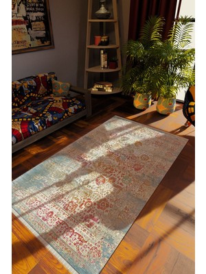 10 Post Online Klasik Eskitme Karışık Renkli Dijital Baskı Halı Kaydırmaz Ince Yıkanabilir