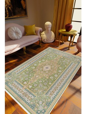 10 Post Online Salon Halısı Salon Halısı Eskitme Klasik Yeşil Kaydırmaz Kesme Yıkanabilir Ince Halı Tüysüz Kilim