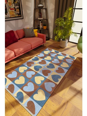 10 Post Online Modern Kahverengi Dijital Baskı Halı Kaydırmaz Ince Yıkanabilir