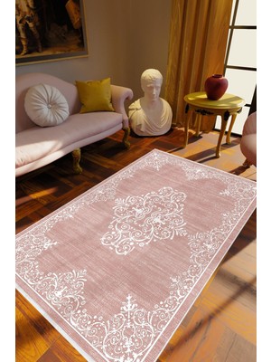 10 Post Online Klasik Bordo Beyaz Kaydırmaz Kesme Yıkanabilir Ince Halı