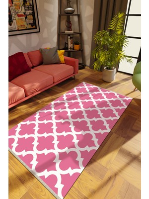10 Post Online Modern Pembe Dijital Baskı Halı Kaydırmaz Ince Yıkanabilir