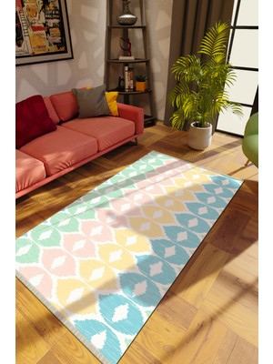 10 Post Online Modern Karışık Renkli Dijital Baskı Halı Kaydırmaz Ince Yıkanabilir