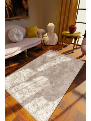 Klasik Eskitme Vizon Dijital Baskı Halı Kaydırmaz Ince Yıkanabilir