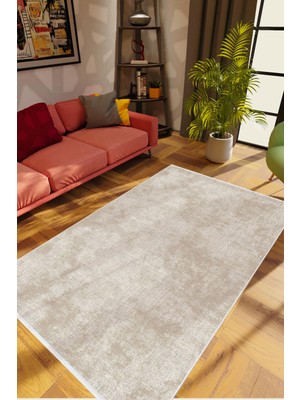 Doku Eskitme Bej Krem Kaydırmaz Kesme Yıkanabilir Ince Halı