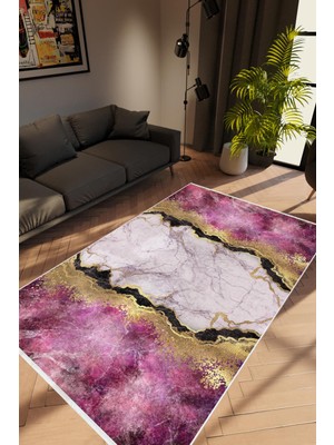 10 Post Online Taş Mermer Modern Gold Pembe Mor Altın Siyah Kaydırmaz Kesme Yıkanabilir Ince Halı