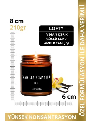 Lofty Calm+Comfort Siyah Etiket Amber Kavanoz Mum Dekor Aromaterapi Rahatlatıcı Vanilya Kokusu 210 gr