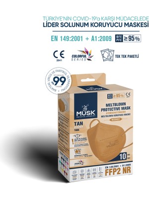 Musk N95 Maske Taba Renk 10 Adet