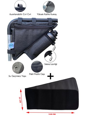 URZ Bisiklet Çantası ve Terleme Kemeri 2 Gözlü Su Geçirmez Özel Kumaş Üçgen Kadro Arası Suluk Hazneli