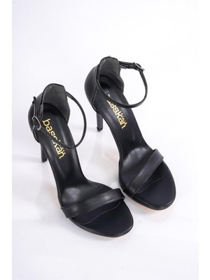 Bayan Siyah Yüksek Ince Topuklu Platform Ayakkabı
