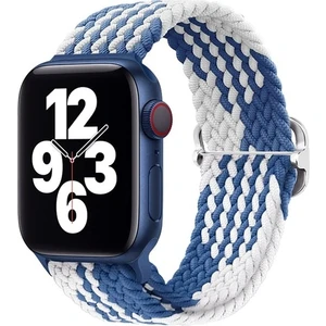 Bilişim Aksesuar Apple Watch Uyumlu Kordon 3 4 5 6 7 Se 38MM 40MM 41MM Örgü Tokalı Kordon Mavi Beyaz