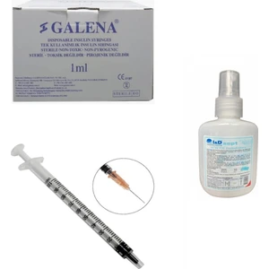 Insülin Enjektör 1 Ml Steril 100 Adet + Idsept Sprey Dezenfektan 100 Ml Set