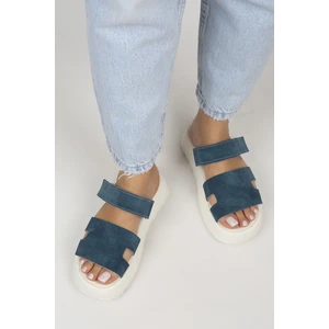 Seina Kadın Deri Cırtlı Terlik Petrol Terlik