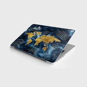 Sticker Art Laptop Sticker Bilgisayar Notebook Pc Kaplama Etiketi Altın Dünya Haritası