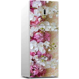 Sticker Art Buzdolabı Sticker Kaplama Dolap Kaplama Etiketi Beyaz Çiçekler