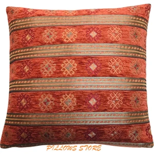 Pillows Store Şerit Desenli Kiremit Kırlent Kılıfı  45CM*45CM