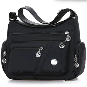 Moda Su Geçirmez Naylon Çanta Kadın Tek Omuz Çantası Crossbody Çanta Rahat Çanta Messenger Çanta (Siyah) (Yurt Dışından)