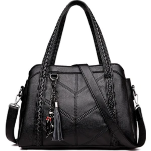 Lüks Çanta Kadın Çanta Tasarımcısı Crossbody Çanta Kadınlar İçin Yeni Çantalar ve Çanta Deri Tote Çanta Bolsa (Siyah) (Yurt Dışından)