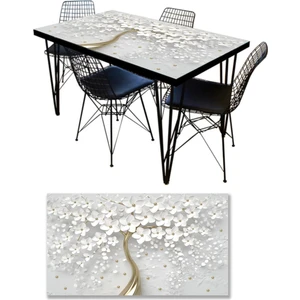 Sticker Art Masa Kaplama Folyosu Mobilya Masa Kaplama Folyoları 3D Beyaz Ağaç 3