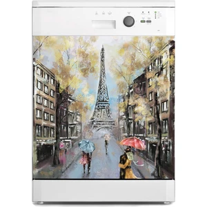 Sticker Art Bulaşık Makinesi Sticker Kaplama Beyaz Eşya Kaplama Eyfel Renkli Yağlıboya
