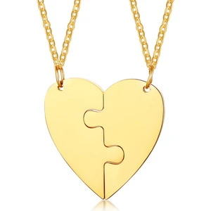 (Altın) Kişiselleştirilmiş Kadın Erkek Paslanmaz Çelik Dostluk Kalp Bulmaca Kolye Kolye