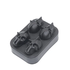 3D Kafatası Buz Küpü Tepsi Silikon Kalıp 4 Kavite Bpa Ücretsiz Buz Yapımı Dıy Kalıp Mutfak Bar Buz Makinesi Iskelet Buz Kalıp | Dondurma Makineleri (12 * 8.5 * 5 Cm)