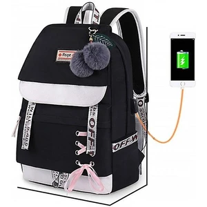 Ergonomik Unisex Naylon Su Geçirmez Okul Çantaları (Siyah)(Yurt Dışından)