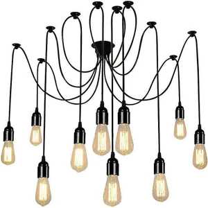 Lambalar 10 Işıklar Örümcek Tavan Lambası Kolye Aydınlatma Vintage Çoklu Işık Antik Edison Lamba Gölge (Yurt Dışından)
