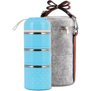 3 Tier Paslanmaz Çelik Lunchbox Yalıtım Gıda Çorbası Konteyner Öğle Yemeği Kutusu Çantası Taşınabilir Açık Bento Sızdırmaz Mutfak 3 Katmanlı | Öğle Yemeği Kutuları (Mavi) (Yurt Dışından)