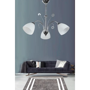 Ömür Avize Modern gri boyalı   Üçlü Avize Beyaz Camlı