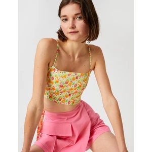 Çiçekli Crop Atlet İnce Askılı