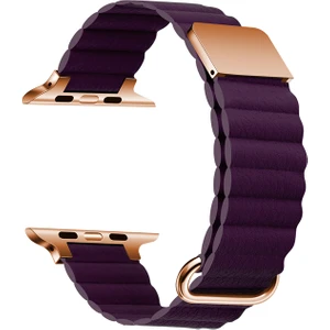Apple Watch Uyumlu 4 5 6 7 45MM 44MM 42MM Manyetik Lüks Deri Loop Kordon