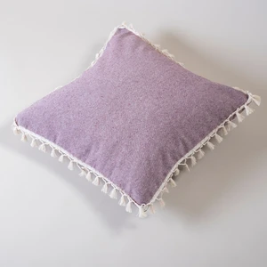 Tekli Özel Tasarım Bordo Pamuk Ponponlu Kırlent Yastık Kılıfı 43x43 cm