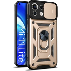 Xiaomi Mi 11 Lite Kılıf Lens Sürgülü Yüzüklü Tank Silikon Pars