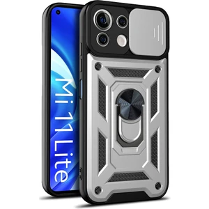 Xiaomi Mi 11 Lite Kılıf Lens Sürgülü Yüzüklü Tank Silikon Pars