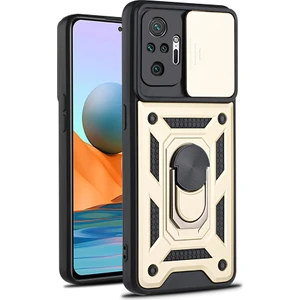 Xiaomi Redmi Note 10 Pro Kılıf Lens Sürgülü Yüzüklü Tank Silikon Pars