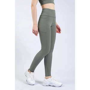 Kadın Çağla Yeşili Cepli Fitilli Yüksek Bel Spor Tayt 25"