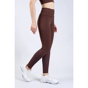 The Step Sports Kadın  Kahve Cepli Fitilli Yüksek Bel Spor Tayt 25"