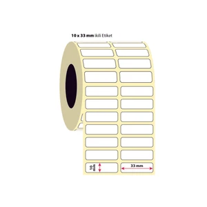 İşimiz Etiket 10X33MM Ikili Kuşe Etiket | 6 Rulo | 5000 Sarım |