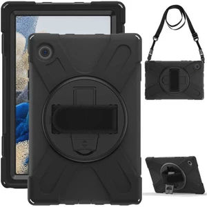 Nezih Case Samsung Galaxy Tab A8 10.5 SM-X200 / X205 Uyumlu Boyun/omuz Askılı Zırh Tasarım Koruyucu Kılıf