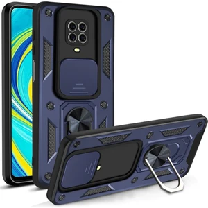 Xiaomi Redmi Note 9s Kılıf Lens Sürgülü Yüzüklü Tank Silikon Pars