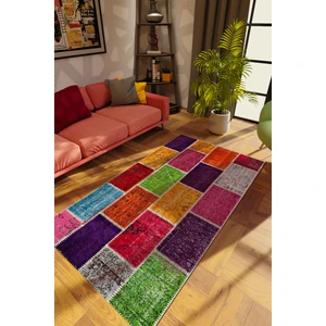 10 Post Online Modern Patchwork Karışık Renkli Dijital Baskı Halı Kaydırmaz Ince Yıkanabilir