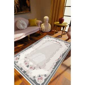 10 Post Online Salon Halısı Figürlü Çiçekli Ekru Krem Gri Kaydırmaz Kesme Yıkanabilir Ince Halı Tüysüz Kilim