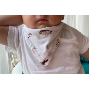 Oeko-Tex Sertifikalı    Pamuk Çift Katlı Müslin Kumaş Iki Çıtçıtlı Bebek Salya Önlük & Fular K
