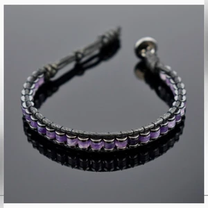 Seven Art Jewelry Doğal Taş / Ametist Slim Silindir Bileklik / Erkek Bileklik / Kadın Bileklik