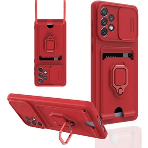 Samsung Galaxy A13 4g Kılıf Ipli Lens Sürgülü Kartvizitli Yüzüklü Silikon Zuma