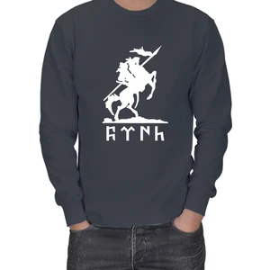 Kürşad Baskili ve Göktürkçe Türk Yazili Erkek Sweatshirt