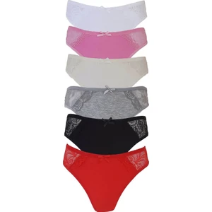 6'lı Paket 0515 Firuze Dantelli Bayan Elastan Bikini Külot