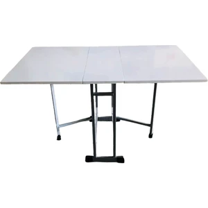 Katlanır 8 Kişilik Montajı Yapılmış MDF Mutfak Masası Lake Beyaz