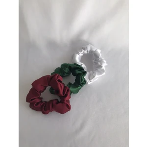 Kadın 3^lü Saç Saten Scrunchie Lastikli Simit Toka Seti