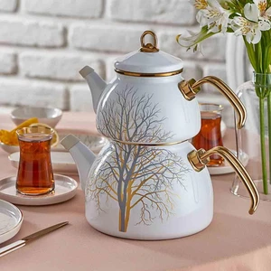 N3236 Çınar Naturel Emaye Demlik Seti